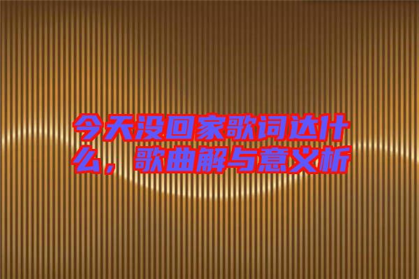 今天沒回家歌詞達(dá)什么，歌曲解與意義析