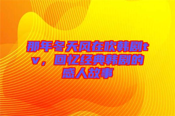 那年冬天風在吹韓劇tv，回憶經(jīng)典韓劇的感人故事