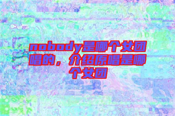 nobody是哪個(gè)女團(tuán)唱的，介紹原唱是哪個(gè)女團(tuán)