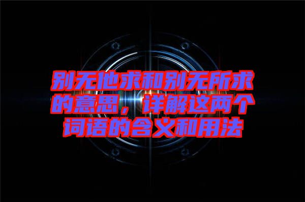 別無(wú)他求和別無(wú)所求的意思，詳解這兩個(gè)詞語(yǔ)的含義和用法
