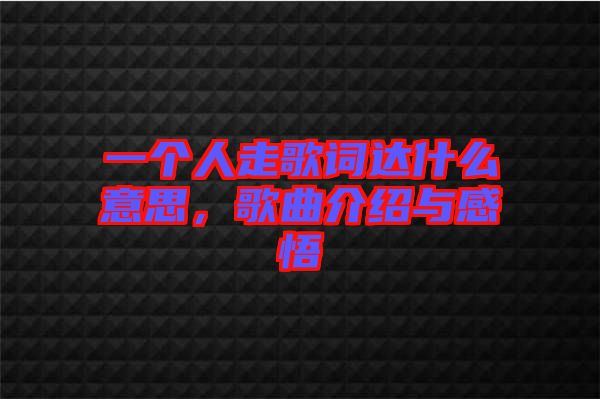 一個人走歌詞達(dá)什么意思，歌曲介紹與感悟
