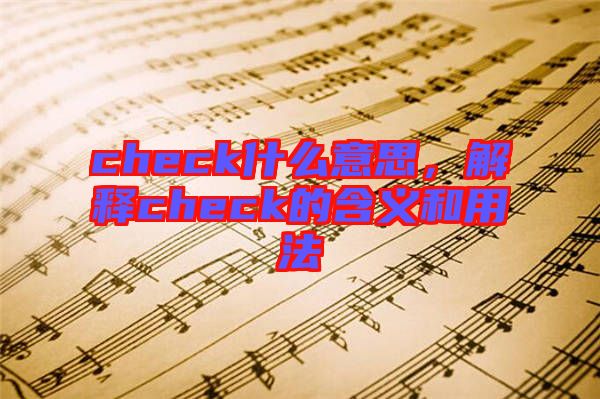 check什么意思，解釋check的含義和用法