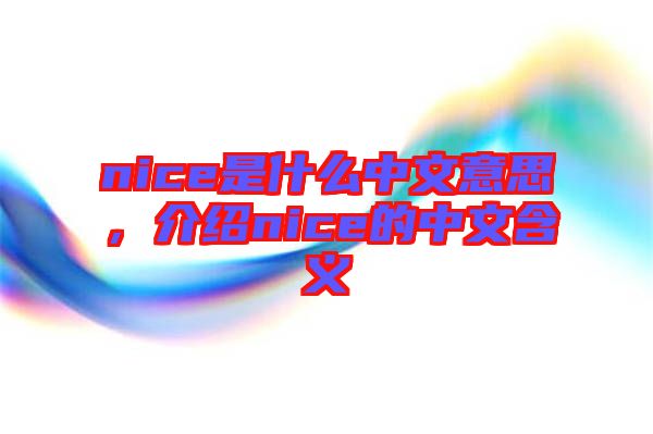 nice是什么中文意思，介紹nice的中文含義