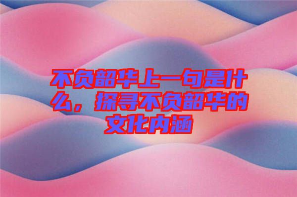 不負(fù)韶華上一句是什么，探尋不負(fù)韶華的文化內(nèi)涵