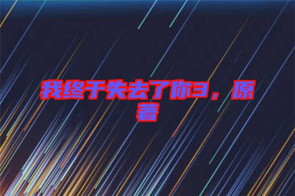 我終于失去了你3，原著