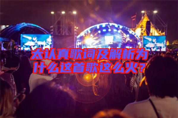 太認(rèn)真歌詞及解析為什么這首歌這么火？