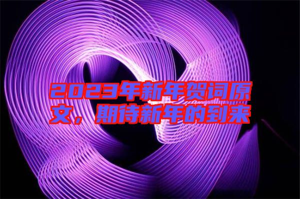 2023年新年賀詞原文，期待新年的到來