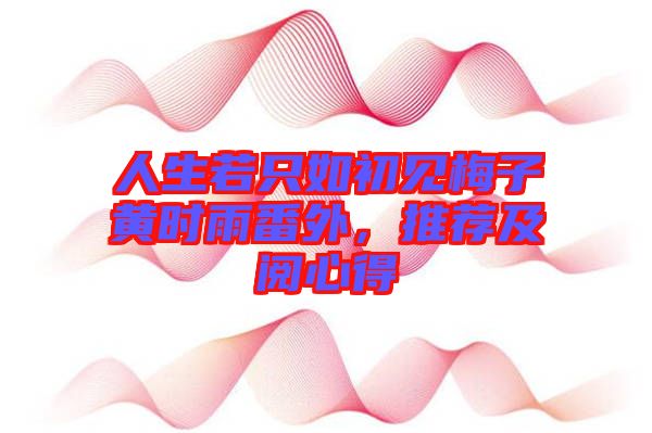人生若只如初見梅子黃時雨番外，推薦及閱心得