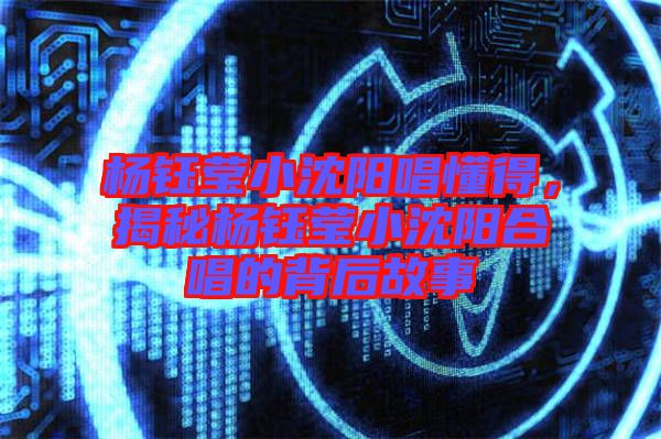 楊鈺瑩小沈陽(yáng)唱懂得，揭秘楊鈺瑩小沈陽(yáng)合唱的背后故事