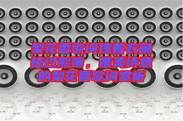 梨花香歌詞拽著衣角掠過熙攘，唯美詩意的梨花香歌詞賞析