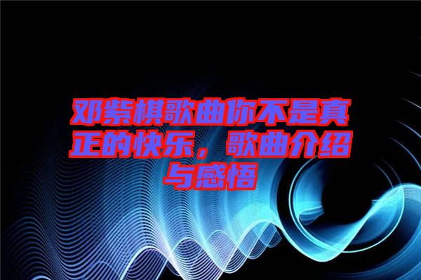 鄧紫棋歌曲你不是真正的快樂，歌曲介紹與感悟