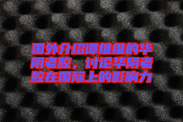 國外介紹譚維維的華陰老腔，討論華陰老腔在國際上的影響力