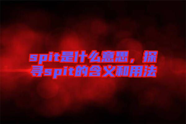 spit是什么意思，探尋spit的含義和用法