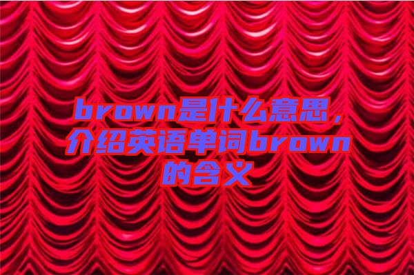 brown是什么意思，介紹英語(yǔ)單詞brown的含義