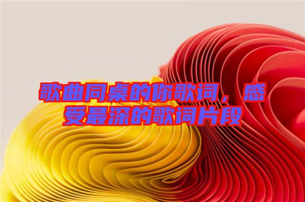 歌曲同桌的你歌詞，感受最深的歌詞片段
