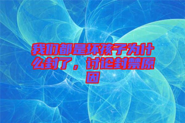 我們都是壞孩子為什么封了，討論封禁原因