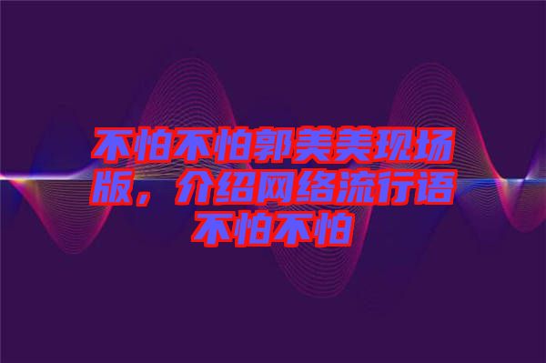 不怕不怕郭美美現(xiàn)場(chǎng)版，介紹網(wǎng)絡(luò)流行語(yǔ)不怕不怕