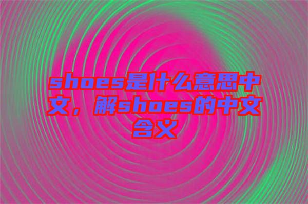 shoes是什么意思中文，解shoes的中文含義