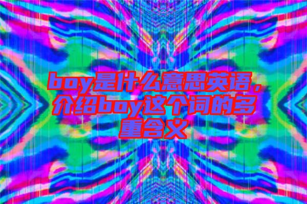 boy是什么意思英語，介紹boy這個詞的多重含義