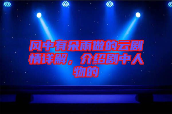 風(fēng)中有朵雨做的云劇情詳解，介紹劇中人物的
