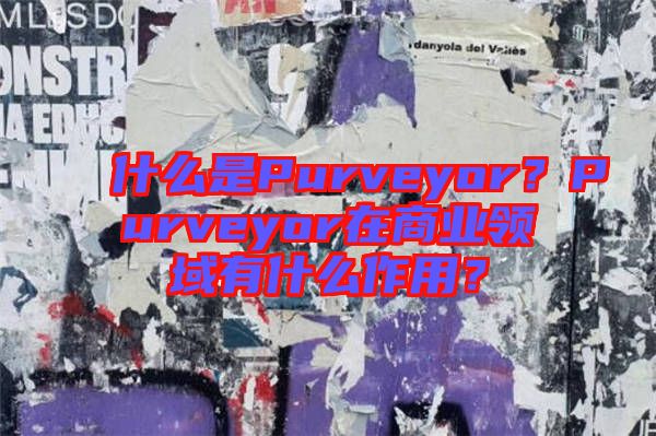 什么是Purveyor？Purveyor在商業(yè)領域有什么作用？