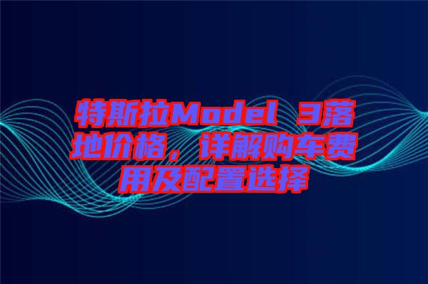 特斯拉Model 3落地價(jià)格，詳解購(gòu)車費(fèi)用及配置選擇