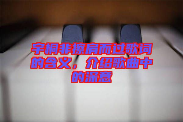 宇桐非擦肩而過(guò)歌詞的含義，介紹歌曲中的深意