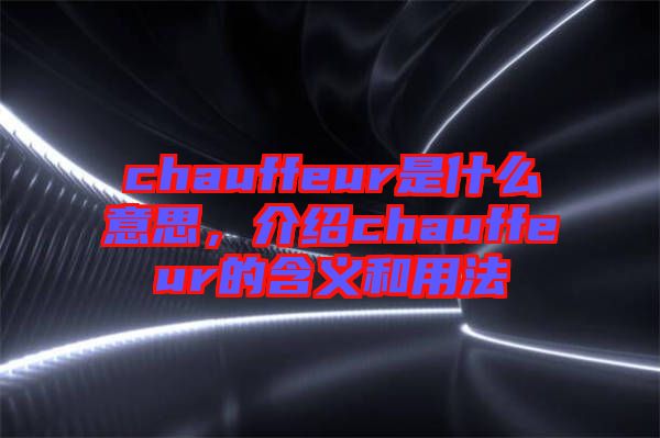 chauffeur是什么意思，介紹chauffeur的含義和用法