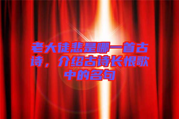 老大徒悲是哪一首古詩，介紹古詩長恨歌中的名句