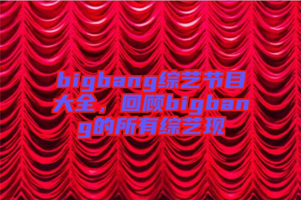 bigbang綜藝節(jié)目大全，回顧bigbang的所有綜藝現(xiàn)