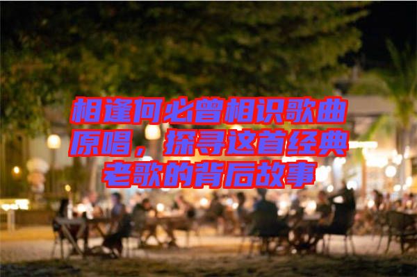 相逢何必曾相識歌曲原唱，探尋這首經(jīng)典老歌的背后故事