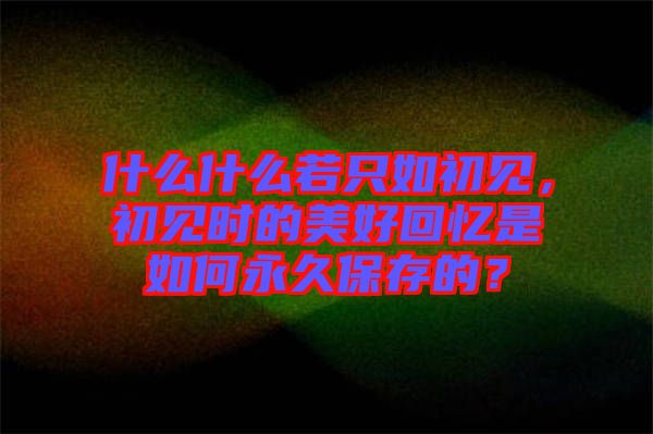 什么什么若只如初見，初見時的美好回憶是如何永久保存的？