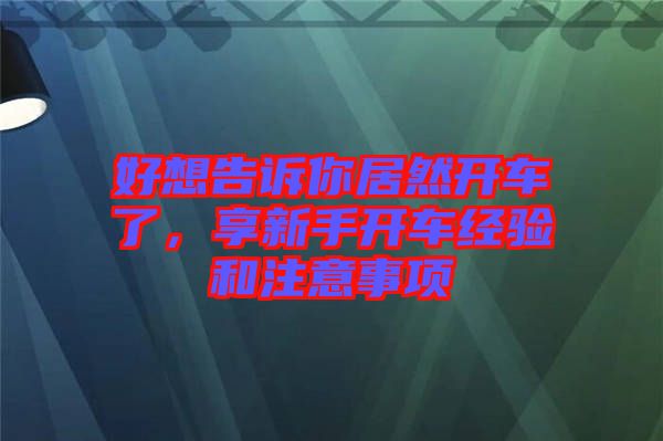 好想告訴你居然開車了，享新手開車經(jīng)驗和注意事項