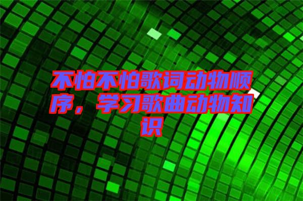 不怕不怕歌詞動(dòng)物順序，學(xué)習(xí)歌曲動(dòng)物知識(shí)