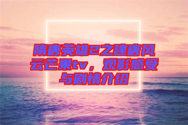 隋唐英雄2之建唐風云芒果tv，觀影感受與劇情介紹
