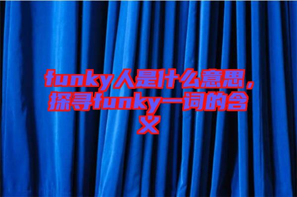 funky人是什么意思，探尋funky一詞的含義
