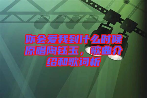你會(huì)愛(ài)我到什么時(shí)候原唱陶鈺玉，歌曲介紹和歌詞析