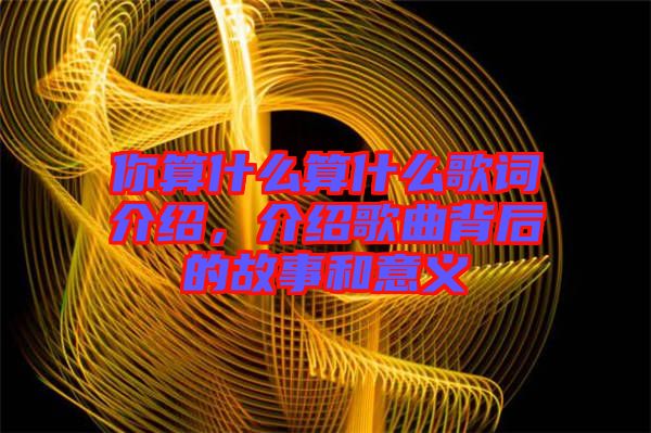 你算什么算什么歌詞介紹，介紹歌曲背后的故事和意義