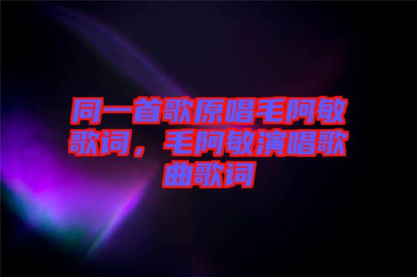同一首歌原唱毛阿敏歌詞，毛阿敏演唱歌曲歌詞