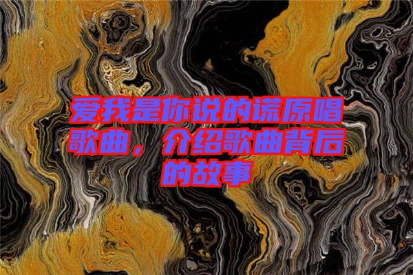 愛我是你說的謊原唱歌曲，介紹歌曲背后的故事