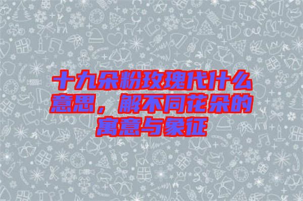 十九朵粉玫瑰代什么意思，解不同花朵的寓意與象征