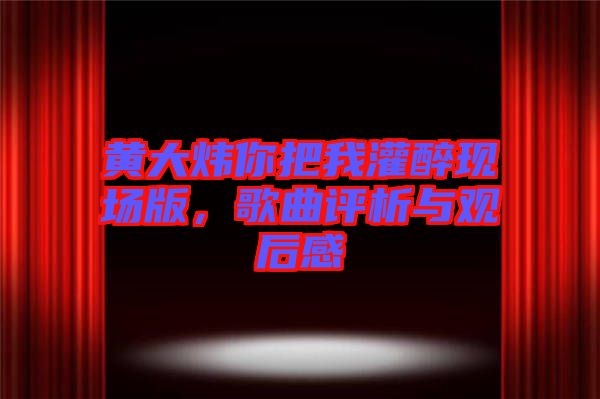 黃大煒你把我灌醉現(xiàn)場版，歌曲評析與觀后感