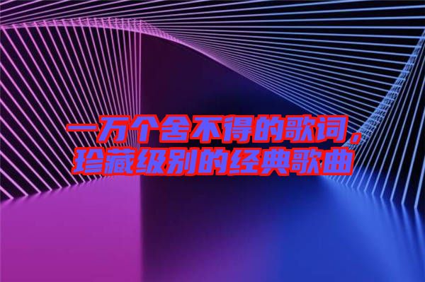 一萬個舍不得的歌詞，珍藏級別的經(jīng)典歌曲
