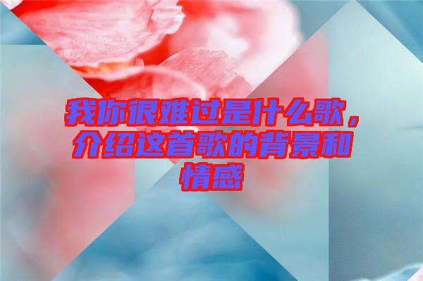 我你很難過(guò)是什么歌，介紹這首歌的背景和情感