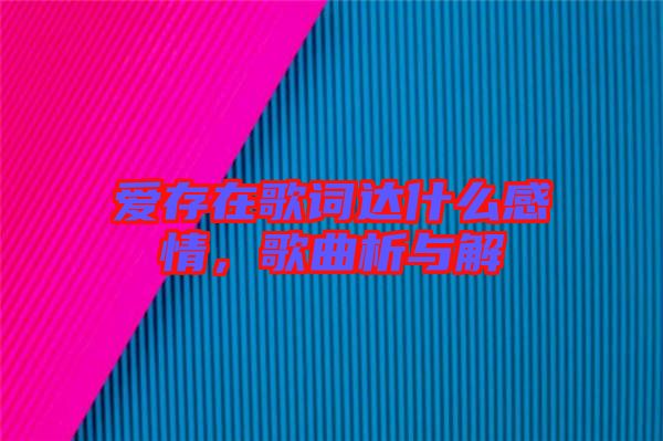 愛存在歌詞達(dá)什么感情，歌曲析與解