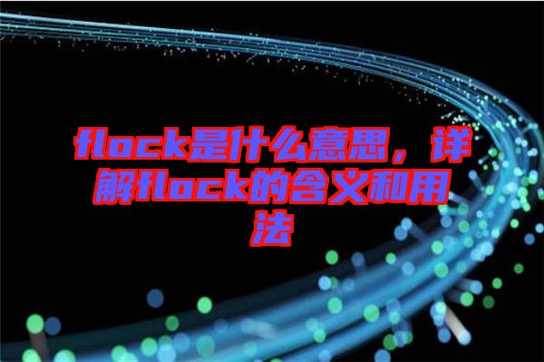 flock是什么意思，詳解flock的含義和用法