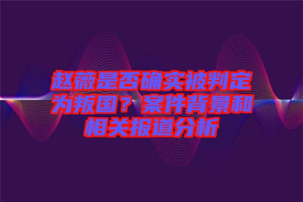 趙薇是否確實被判定為叛國？案件背景和相關報道分析