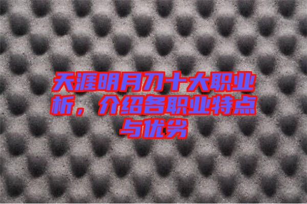 天涯明月刀十大職業(yè)析，介紹各職業(yè)特點與優(yōu)劣
