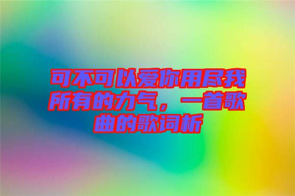 可不可以愛你用盡我所有的力氣，一首歌曲的歌詞析