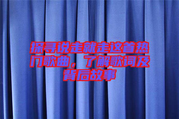 探尋說(shuō)走就走這首熱門歌曲，了解歌詞及背后故事